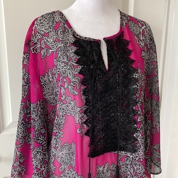 Catherines 18 womens blouse purple black sheer - Picture 2 of 9